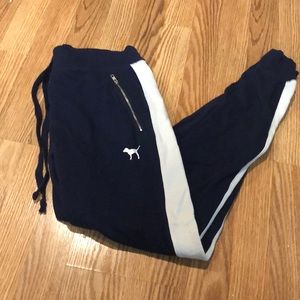 PINK Victoria’s Secret! Navy blue striped joggers